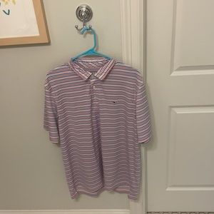 Red white and blue striped Vineyard Vines polo
